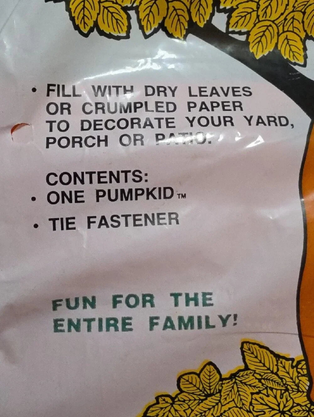 Orange Pumpkin Lawn Bag Decorative Halloween Costume Accessory